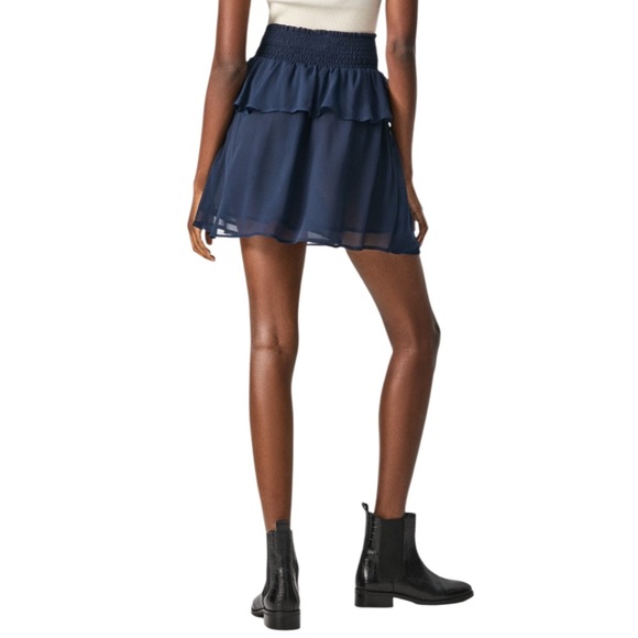 Pepe Jeans London Lana Ruffled Layer Mini Skirt Dulwich Smocked Waist - Picture 3 of 9